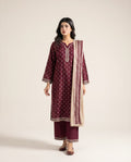 Bin Saeed Maroon Printed 3-Piece Suit | 24166
