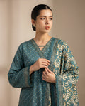 Bin Saeed Teal Printed 3-Piece Suit | 24440