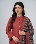 Bin Saeed Rust Printed 3-Piece Suit | 24505