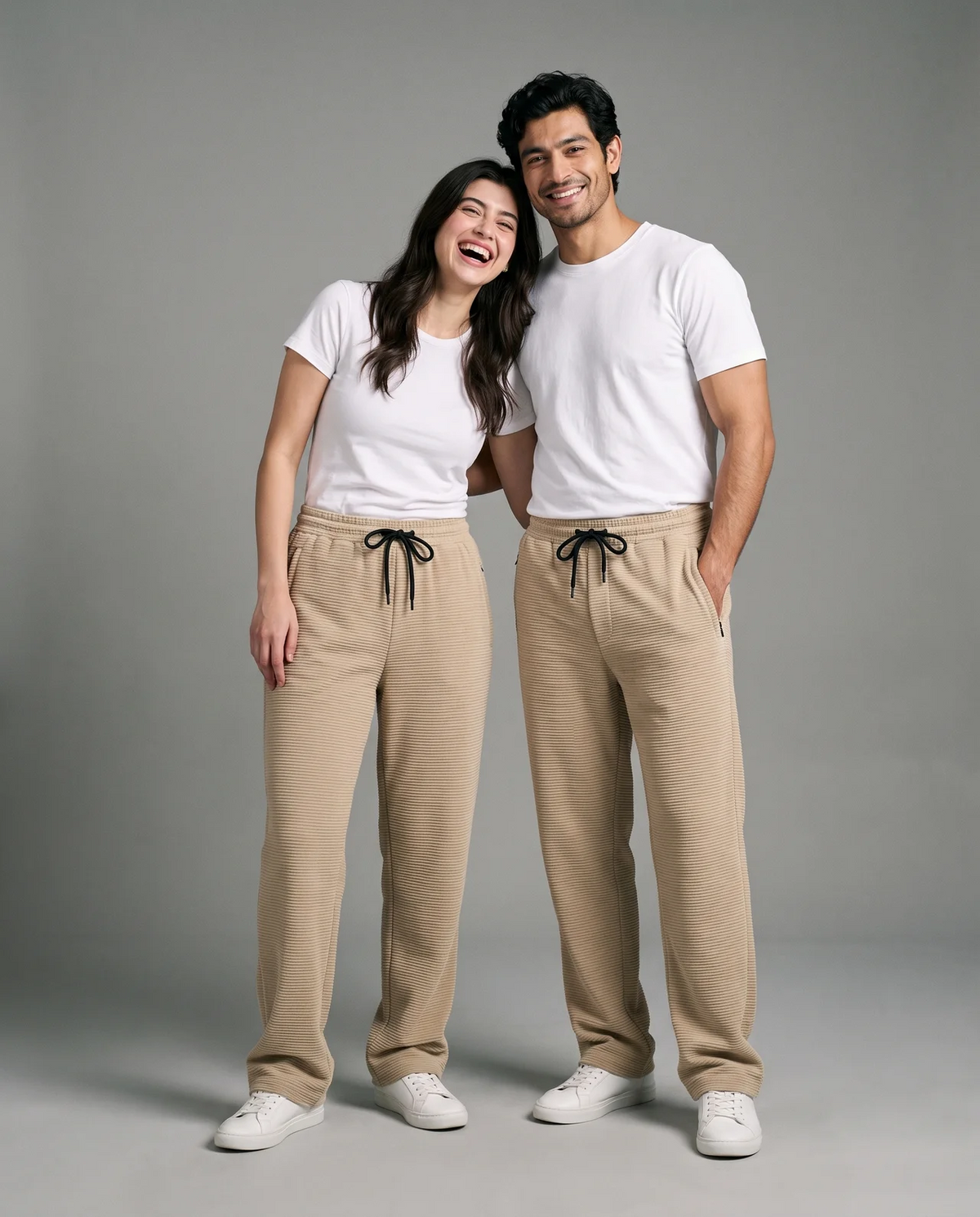 Imported Stretch Corduroy Trousers — Sand Beige