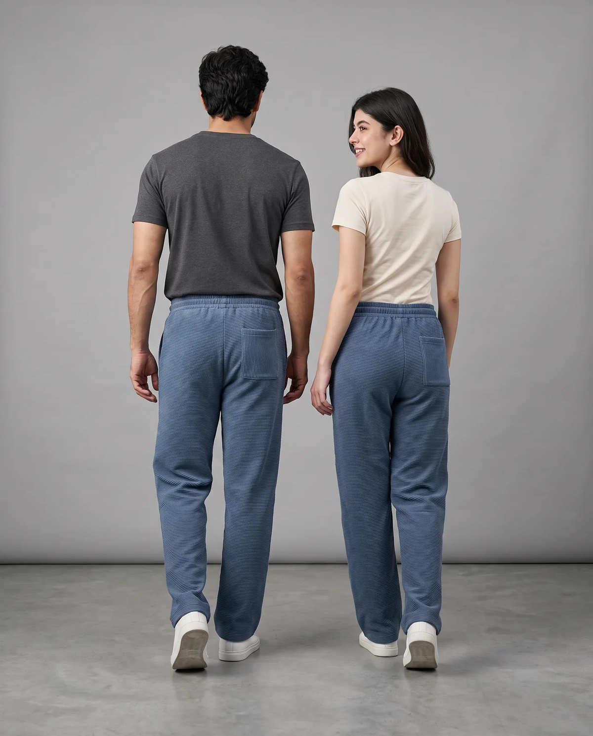 Imported Stretch Corduroy Trousers — Steel Blue