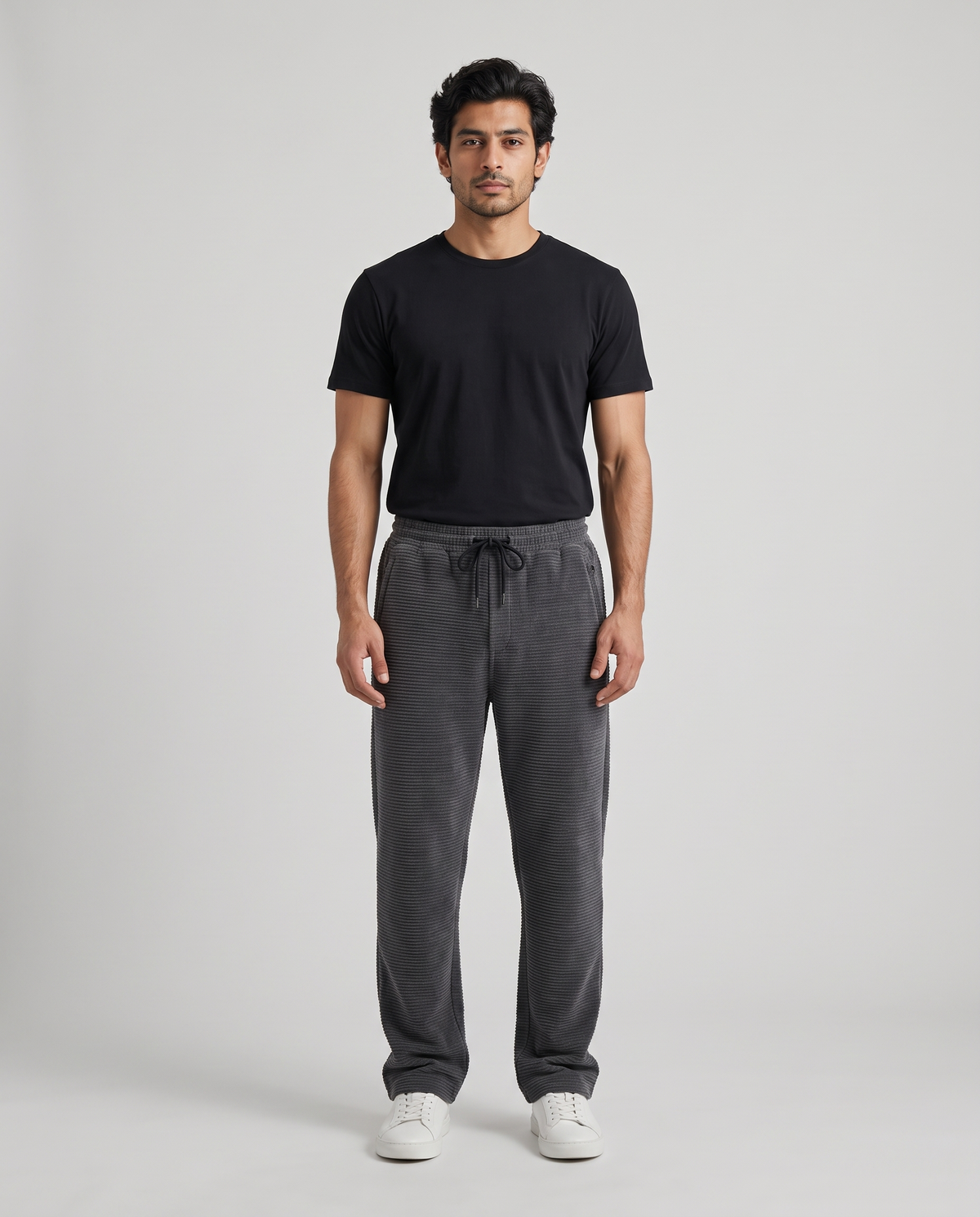 Imported Stretch Corduroy Trousers — Charcoal Grey