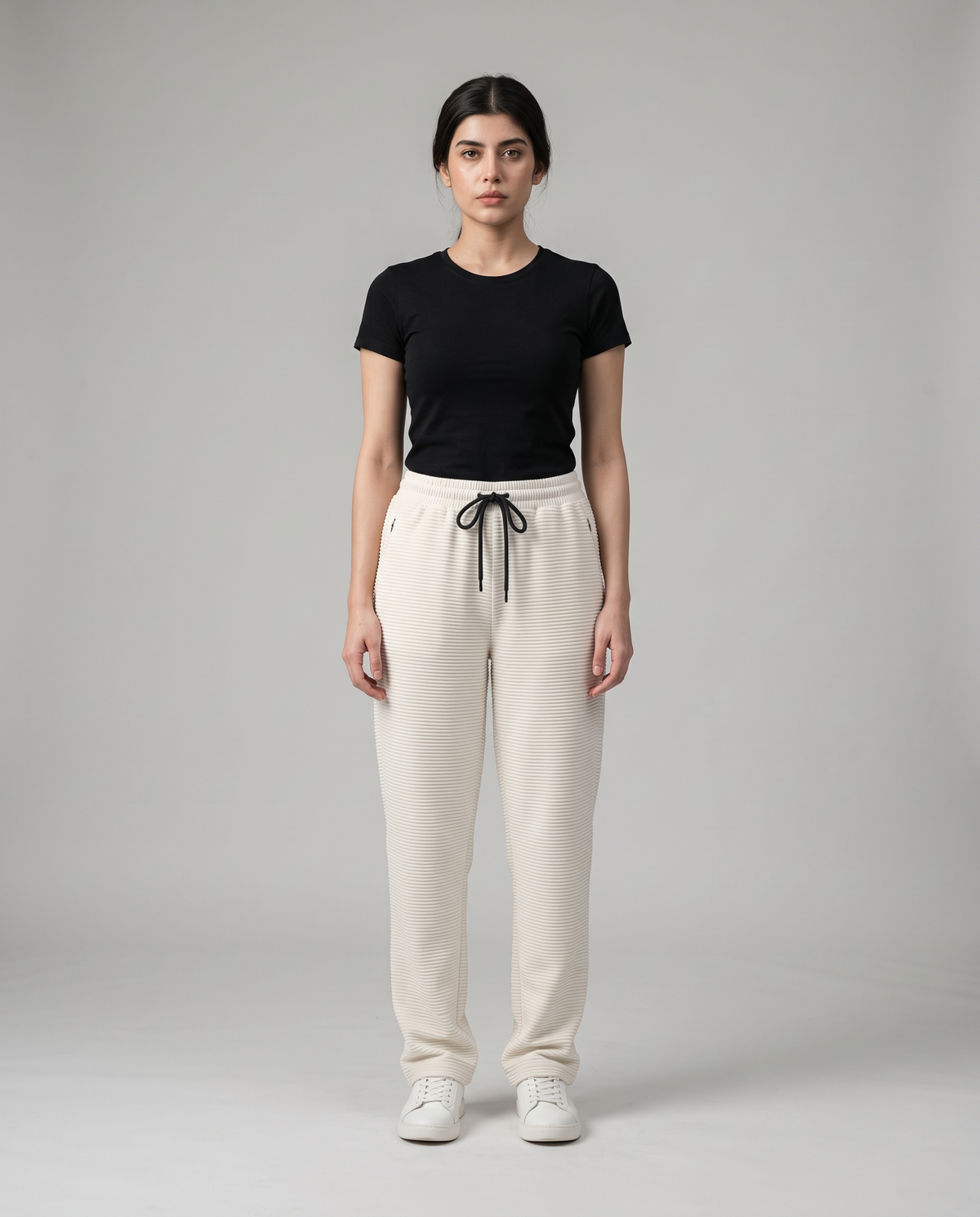 Imported Stretch Corduroy Trousers — Ivory