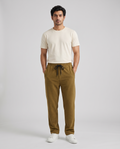 Imported Stretch Corduroy Trousers — Olive Bronze