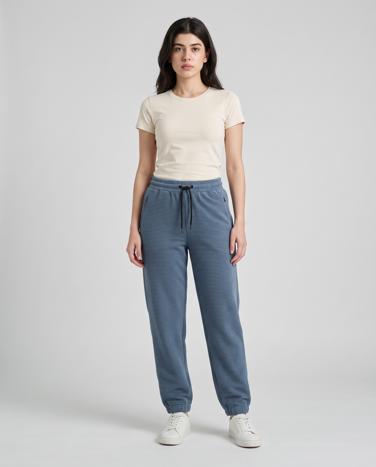 Imported Stretch Corduroy Trousers — Steel Blue