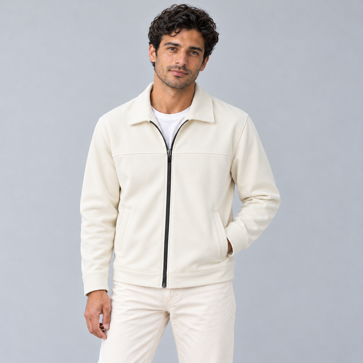Scuba Suede Jacket | Cream