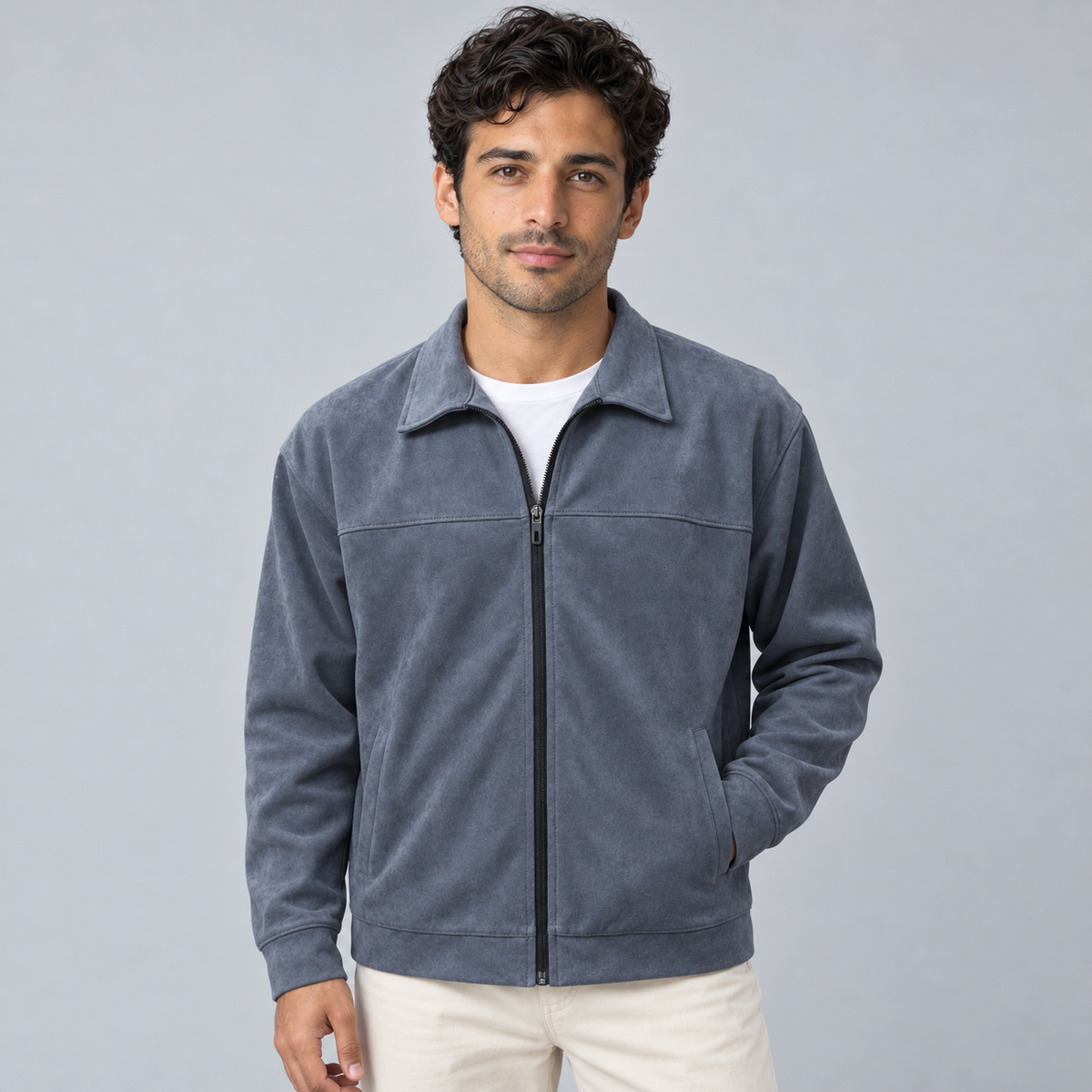 Scuba Suede Jacket | Grey