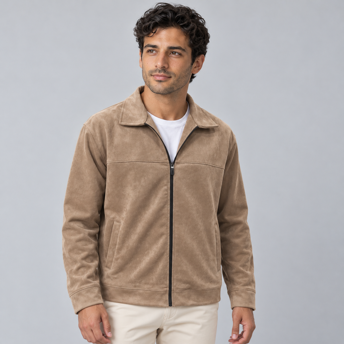 Scuba Suede Jacket | Taupe