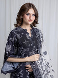 Edenrobe Allure Black Printed Khaddar 3-Piece Suit | EWU6A3-37042-3P
