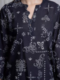 Edenrobe Allure Black Printed Khaddar 3-Piece Suit | EWU6A3-37042-3P