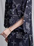 Edenrobe Allure Black Printed Khaddar 3-Piece Suit | EWU6A3-37042-3P