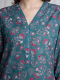 Edenrobe Allure Teal Printed Khaddar 3-Piece Suit | EWU6A3-37043-3P