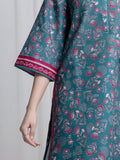 Edenrobe Allure Teal Printed Khaddar 3-Piece Suit | EWU6A3-37043-3P