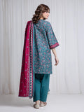 Edenrobe Allure Teal Printed Khaddar 3-Piece Suit | EWU6A3-37043-3P