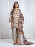 Edenrobe Allure Beige Printed Khaddar 3-Piece Suit | EWU6A3-37044-3P