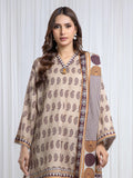 Edenrobe Allure Beige Printed Khaddar 3-Piece Suit | EWU6A3-37044-3P
