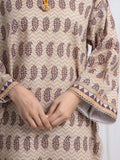 Edenrobe Allure Beige Printed Khaddar 3-Piece Suit | EWU6A3-37044-3P