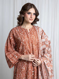 Edenrobe Allure Brown Printed Khaddar 3-Piece Suit | EWU6A3-37049-3P