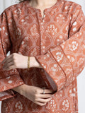 Edenrobe Allure Brown Printed Khaddar 3-Piece Suit | EWU6A3-37049-3P