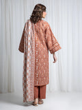 Edenrobe Allure Brown Printed Khaddar 3-Piece Suit | EWU6A3-37049-3P