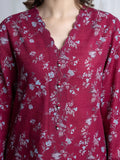 Edenrobe Allure Magenta Printed Khaddar 3-Piece Suit | EWU6A3-37050-3P