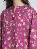 Edenrobe Allure Magenta Printed Khaddar 3-Piece Suit | EWU6A3-37052-3P