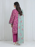 Edenrobe Allure Magenta Printed Khaddar 3-Piece Suit | EWU6A3-37052-3P