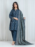 Edenrobe Allure Teal Printed Khaddar 3-Piece Suit | EWU6A3-37061-3P