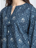 Edenrobe Allure Teal Printed Khaddar 3-Piece Suit | EWU6A3-37061-3P