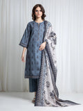 Edenrobe Allure Grey Printed Khaddar 3-Piece Suit | EWU6A3-37063-3P