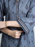 Edenrobe Allure Grey Printed Khaddar 3-Piece Suit | EWU6A3-37063-3P