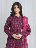 Edenrobe Allure Magenta Printed Khaddar 3-Piece Suit | EWU6A3-37064-3P