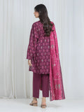 Edenrobe Allure Magenta Printed Khaddar 3-Piece Suit | EWU6A3-37064-3P