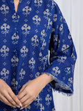 Edenrobe Allure Blue Printed Khaddar 3-Piece Suit | EWU6A3-37070-3P
