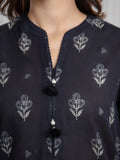 Edenrobe Allure Black Printed Khaddar 3-Piece Suit | EWU6A3-37074-3P