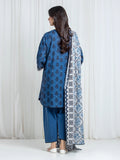 Edenrobe Allure Blue Printed Khaddar 3-Piece Suit | EWU6A3-37075-3P