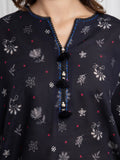 Edenrobe Allure Black Printed Khaddar 3-Piece Suit | EWU6A3-37076-3P