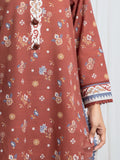 Edenrobe Allure Brown Printed Khaddar 3-Piece Suit | EWU6A3-37080-3P