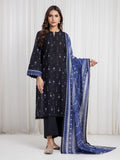 Edenrobe Allure Black Printed Khaddar 3-Piece Suit | EWU6A3-37081-3P