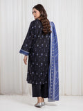 Edenrobe Allure Black Printed Khaddar 3-Piece Suit | EWU6A3-37081-3P
