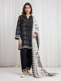 Edenrobe Allure Black Printed Khaddar 3-Piece Suit | EWU6A3-37085-3P