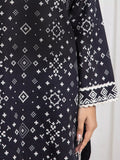 Edenrobe Allure Black Printed Khaddar 3-Piece Suit | EWU6A3-37085-3P