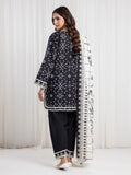 Edenrobe Allure Black Printed Khaddar 3-Piece Suit | EWU6A3-37085-3P
