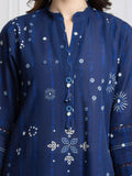 Edenrobe Allure Blue Printed Khaddar 3-Piece Suit | EWU6A3-37089-3P