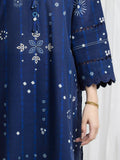 Edenrobe Allure Blue Printed Khaddar 3-Piece Suit | EWU6A3-37089-3P