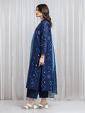 Edenrobe Allure Blue Printed Khaddar 3-Piece Suit | EWU6A3-37089-3P