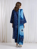 Edenrobe Allure Blue Printed Khaddar 3-Piece Suit | EWU6A3-37089-3P