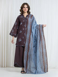 Edenrobe Allure Brown Printed Khaddar 3-Piece Suit | EWU6A3-37091-3P