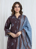 Edenrobe Allure Brown Printed Khaddar 3-Piece Suit | EWU6A3-37091-3P