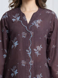 Edenrobe Allure Brown Printed Khaddar 3-Piece Suit | EWU6A3-37091-3P